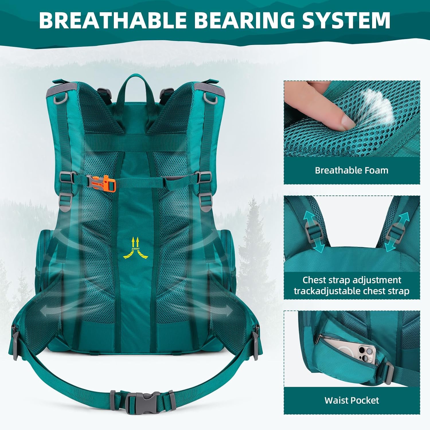 Maelstrom Hiking Backpack,40L Waterproof Camping Backpack,Men Women Packable Hiking Daypack with