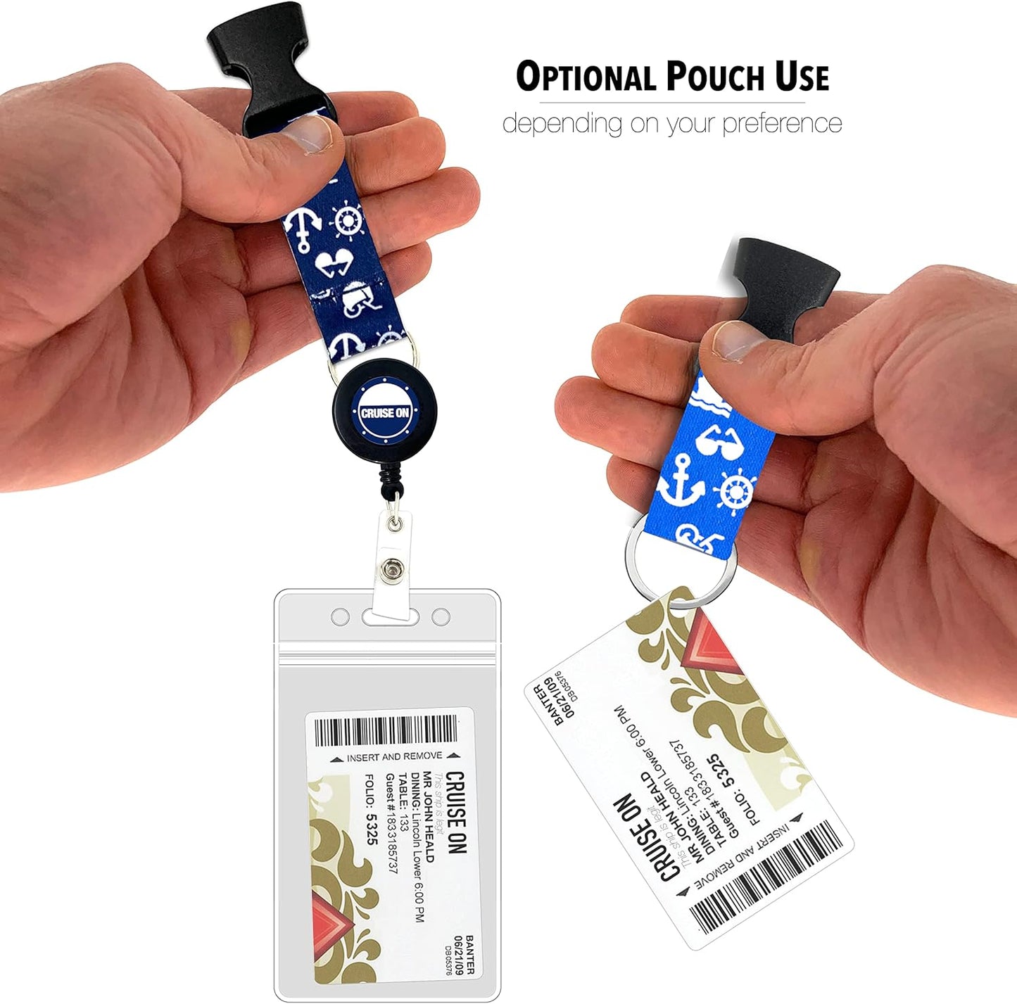 Carnival Cruise Luggage Tag Holders (4 Pack) & Lanyards (2 Pack), Large, Clear & Waterproof, Cruise Essentials 2026-2027 for Ship Cards & Baggage – Durable Travel Accessories (Blue Icons)