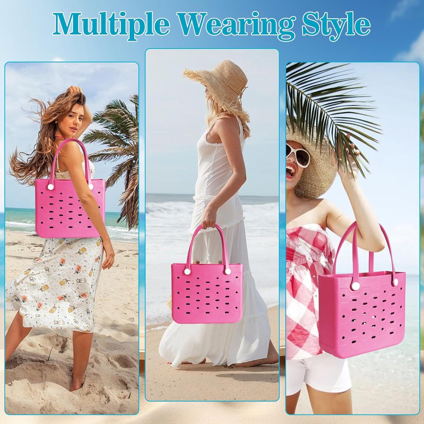 Medium Rubber Beach Bag for Men & Women, Large Capacity Rubber Travel Tote Bag for the Beach Boat Pool