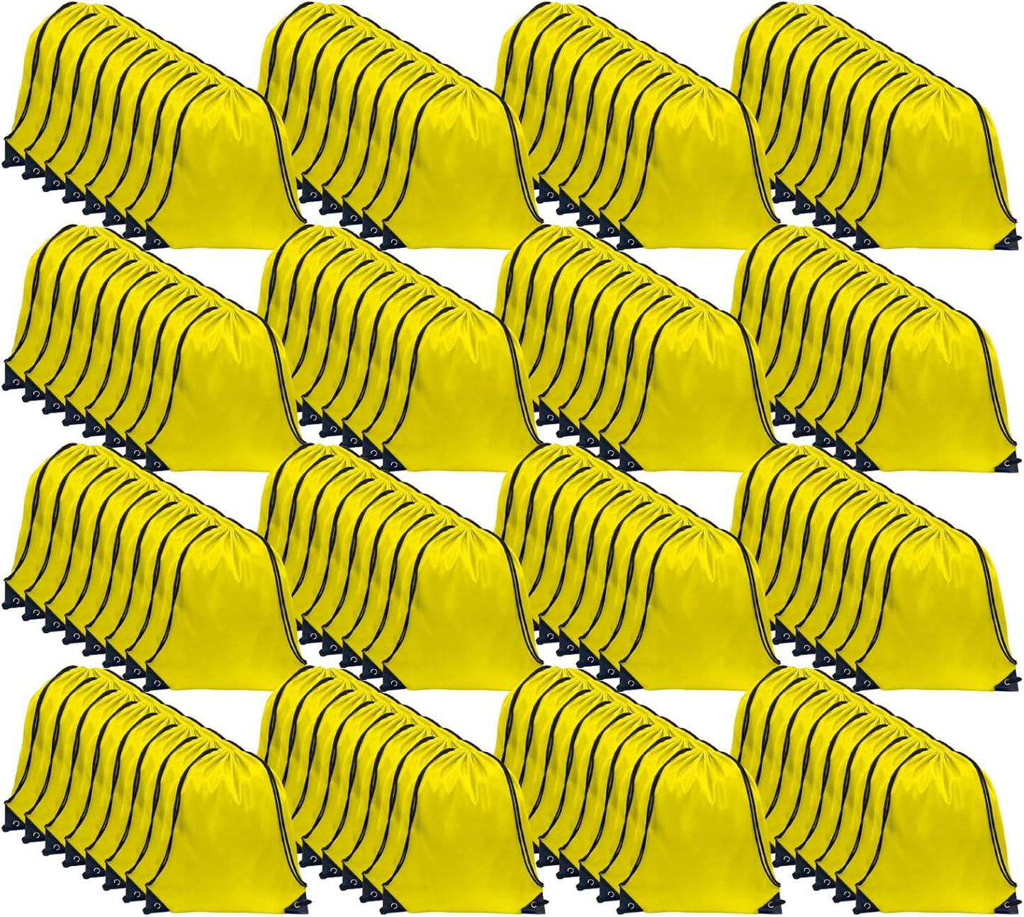 GoodtoU Drawstring Bags, Nylon Backpacks - Drawstring Gym Bags for Sport, Traveling, Team (Yellow, 128Pcs)