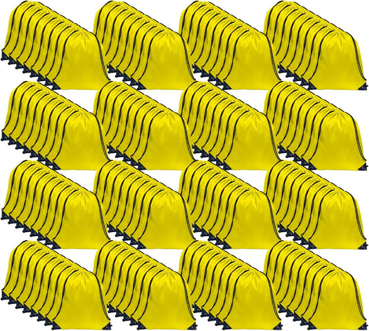 GoodtoU Drawstring Bags, Nylon Backpacks - Drawstring Gym Bags for Sport, Traveling, Team (Yellow, 128Pcs)