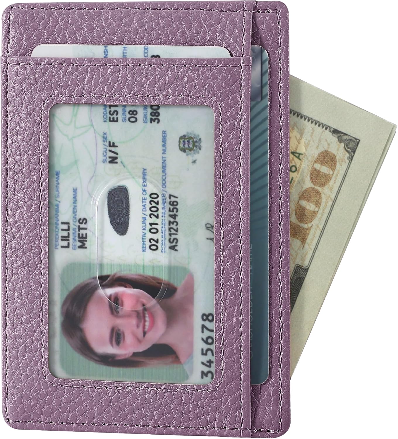 Travelambo Front Pocket Minimalist Leather Slim Wallet RFID Blocking Medium Size