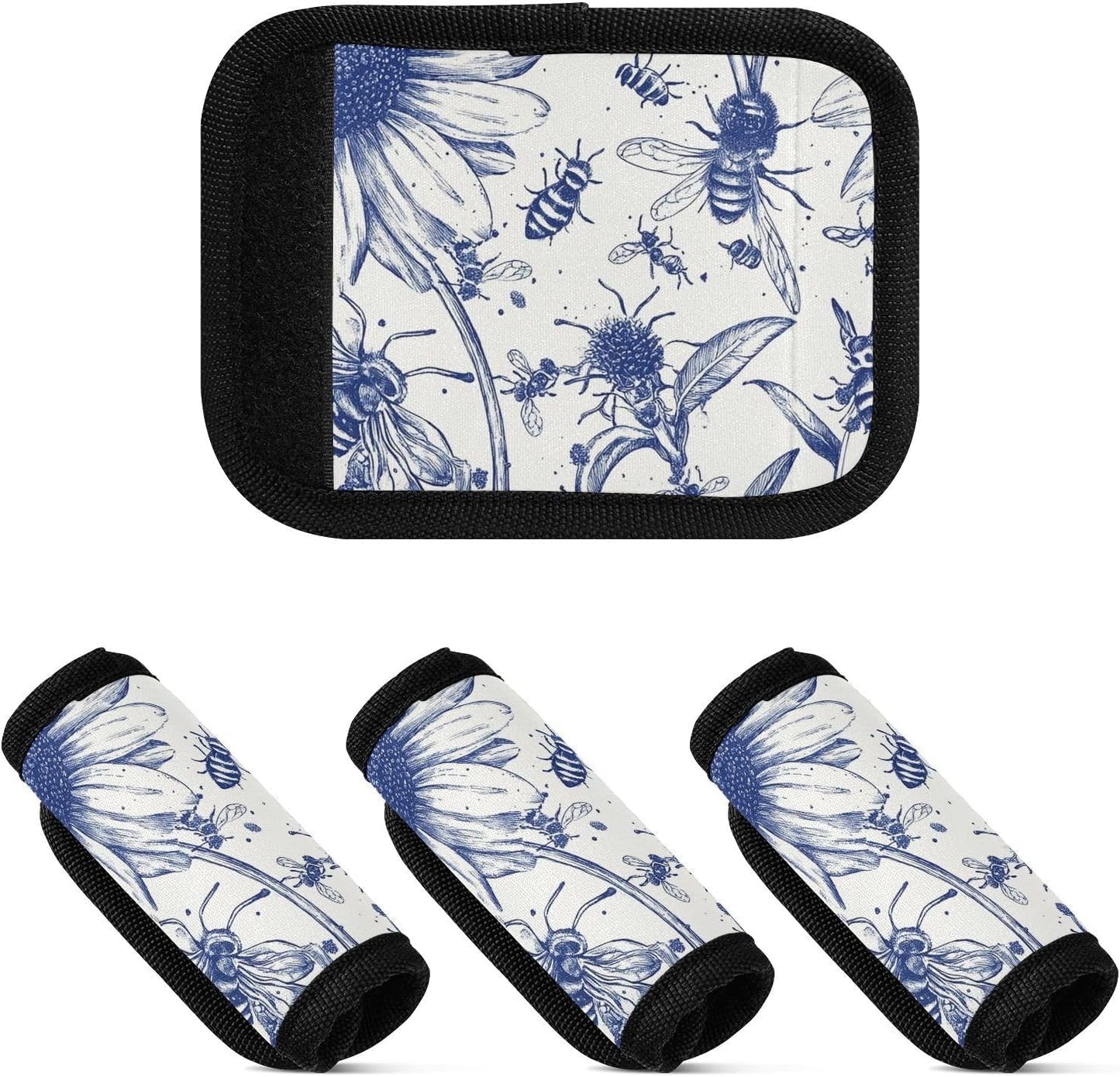 Ink Bees Daisy 4 Pack Luggage Handle Wraps Covers for Suitcase Identifiers Bag Tags Travel Accessories