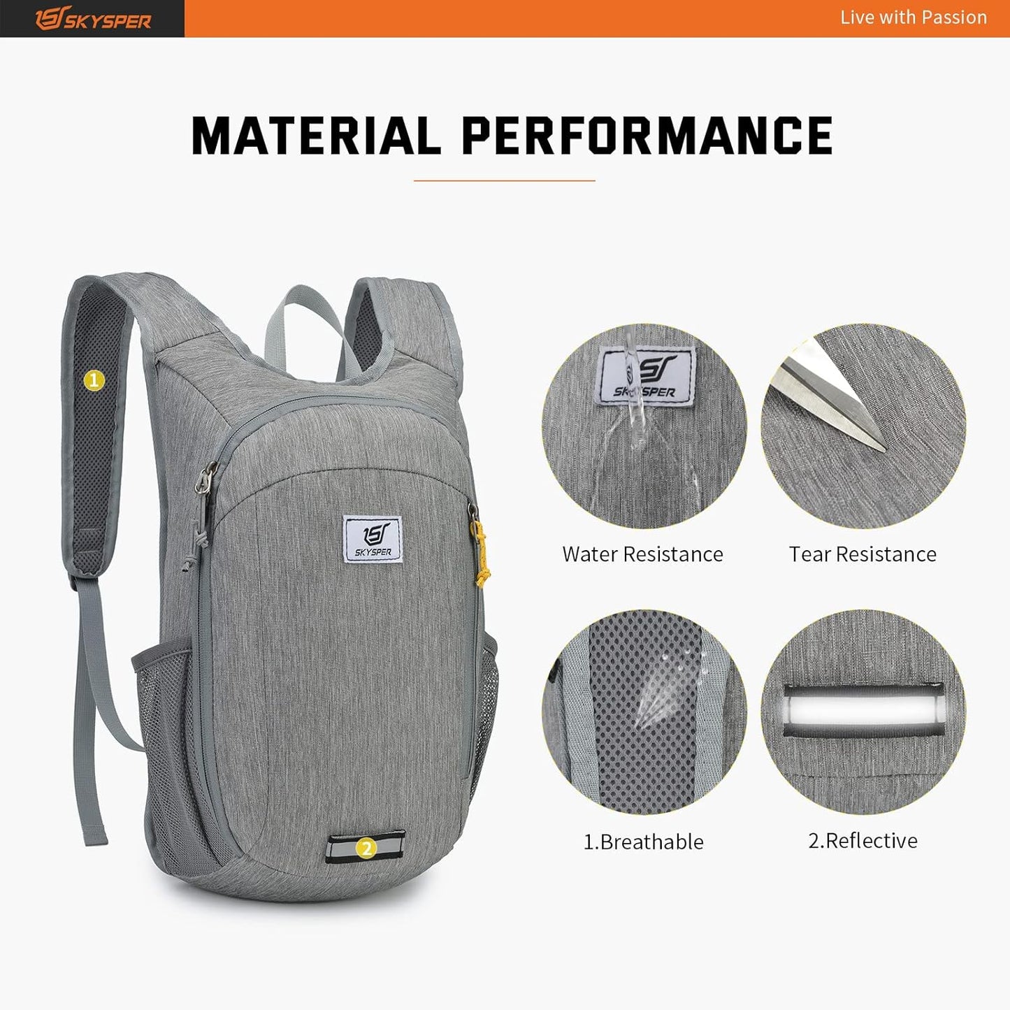 SKYSPER Small Daypack 10L Hiking Backpack Packable Lightweight Travel Day Pack for Women Men