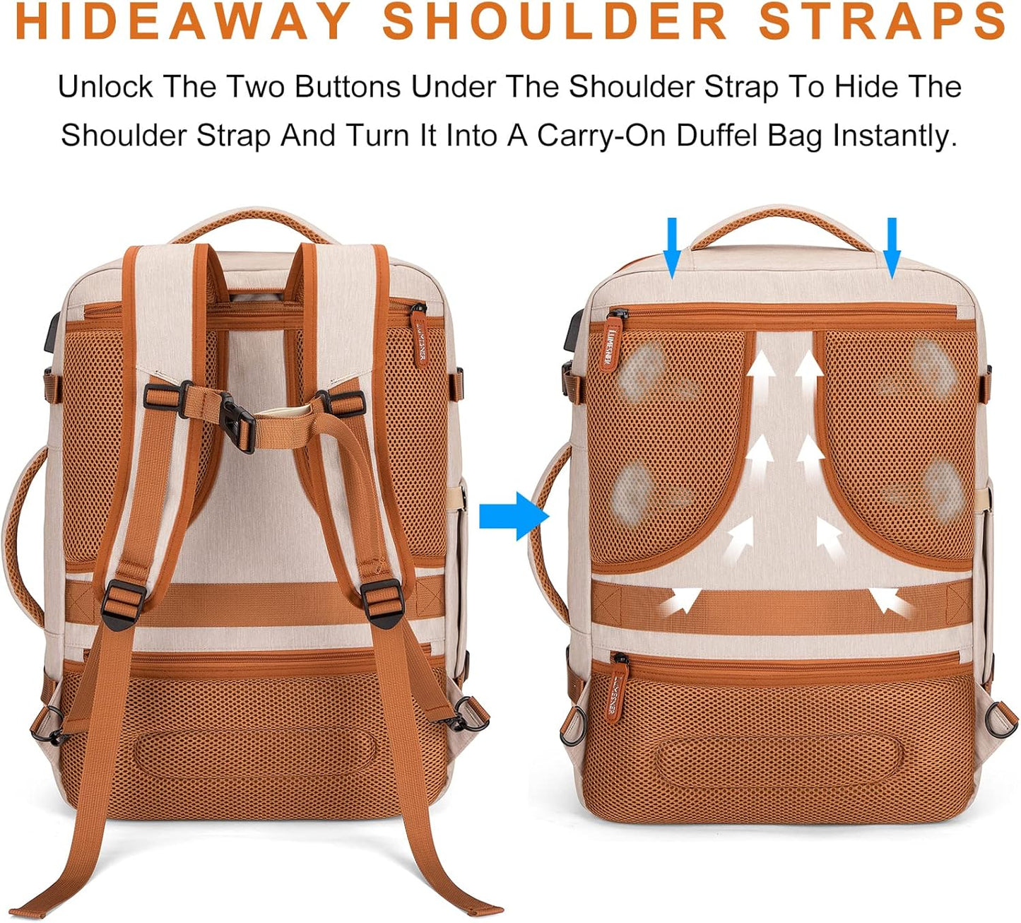 Lumesner Carry on Travel Backpacks, Extra Large 40L Flight Approved for Men & Women,Expandable