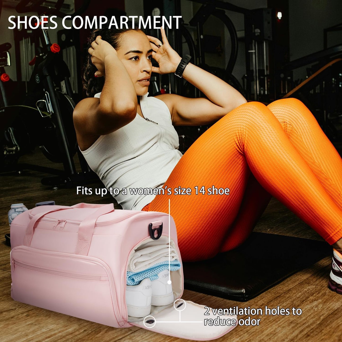 Gym Bag for Men Women, Small Fitness Workout Sports Bag with Wet Pocket & Shoes Compartment, Water Resistant Overnight Weekender Duffel Bag