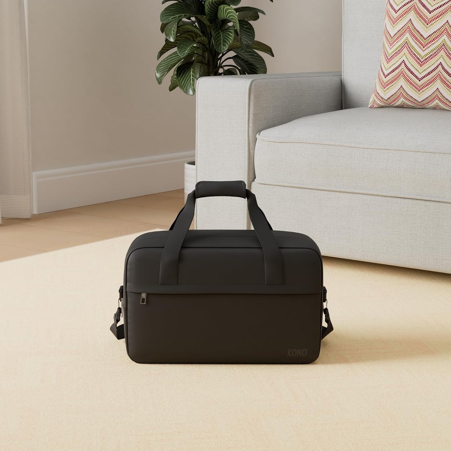 Kono Travel Duffel 20L Under Seat Carry-On Sports Tote Gym Weekender Overnight Bag - 15.75"x9.84"x7.87" Black