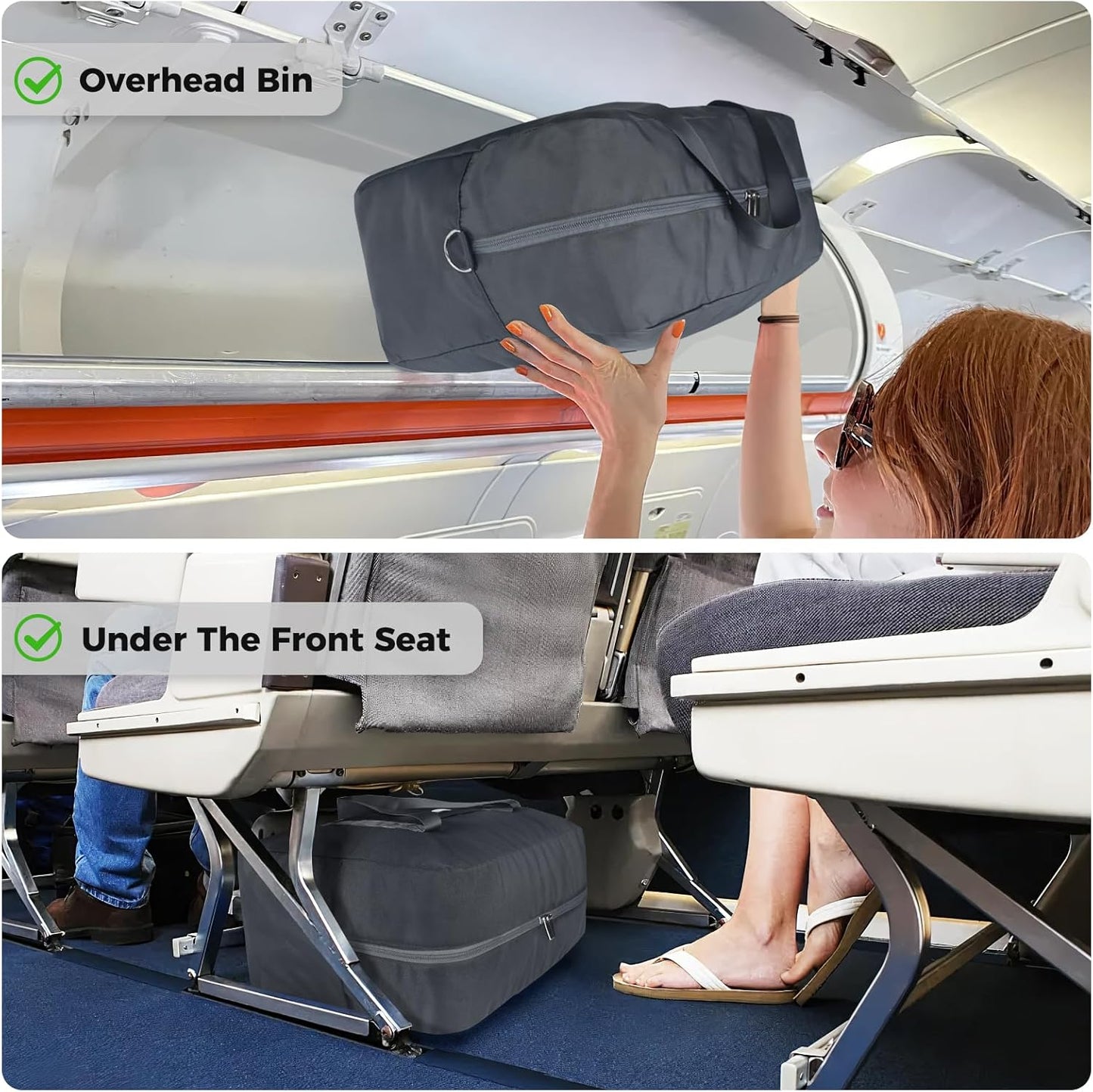 For Frontier Airlines Personal Item Bag 18x14x8 Underseat Travel Duffel Bag Carry on Luggage for Women and Men 30L (With Shoulder Strap)