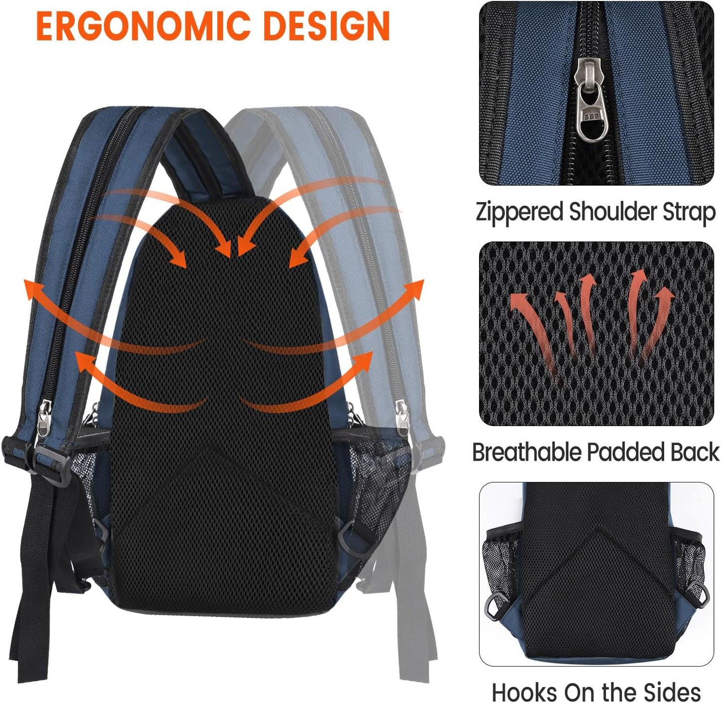 Crossbody Sling Backpack Men and Women Sling Bag Shoulder Backpack Travel Hiking Chest Bag Daypack (Navy Blue)
