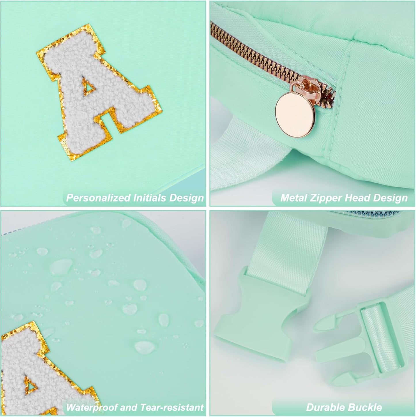 Belt Bag Fanny Pack Crossbody Bags with Initials Cute Stuff Birthday Gifts for Teenager Girls Trendy Stuff for Teens - White A,Light Green Bag