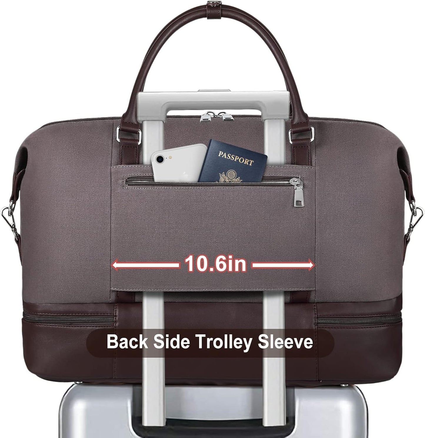 Weekender Bag for Women, Large Overnight Bag Canvas Travel Duffel Bag Carry On Tote with Shoe Compartment 21" 3Pcs Set