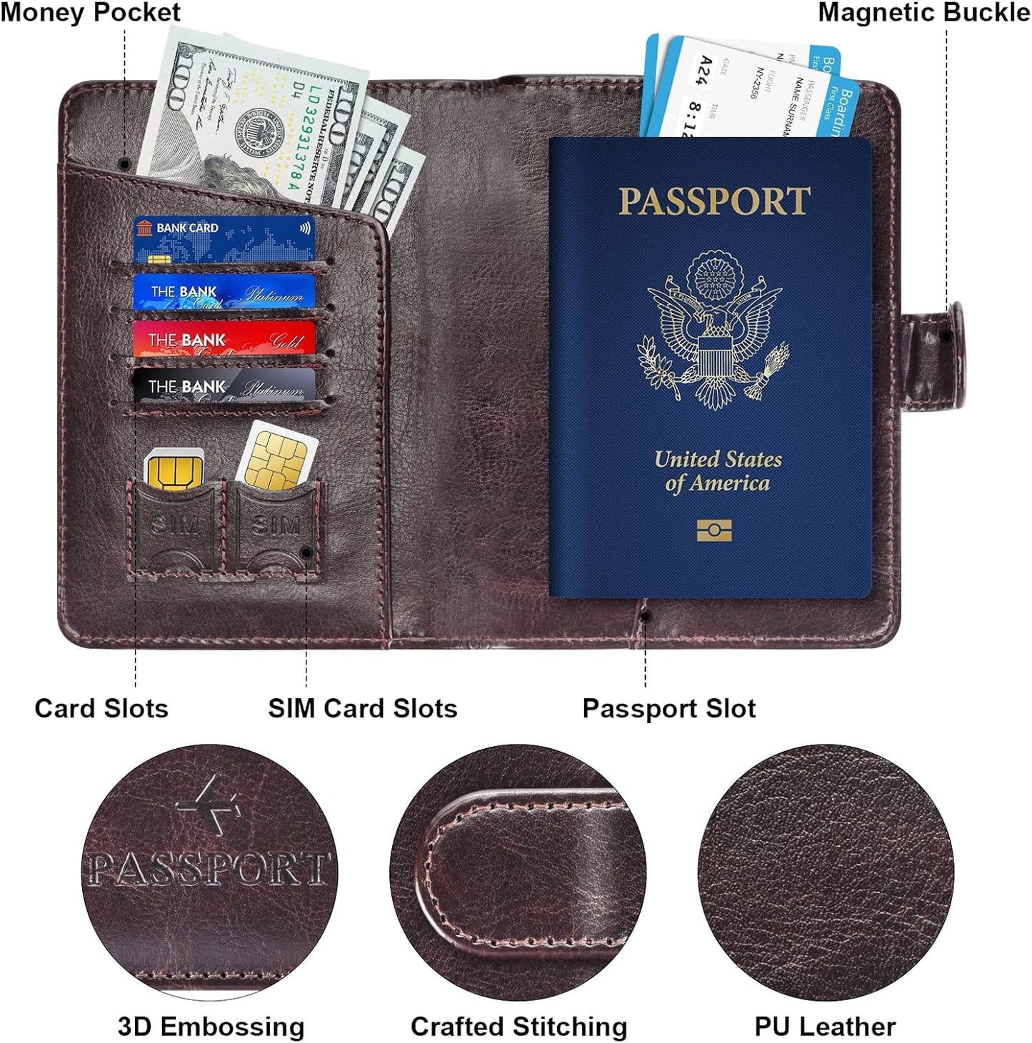 Herain Passport Holder for Travel Cruise Essentials, Passport Cover Wallet Case Women Men, RFID Passports Book Holders Travels Gifts Must Haves Accessories