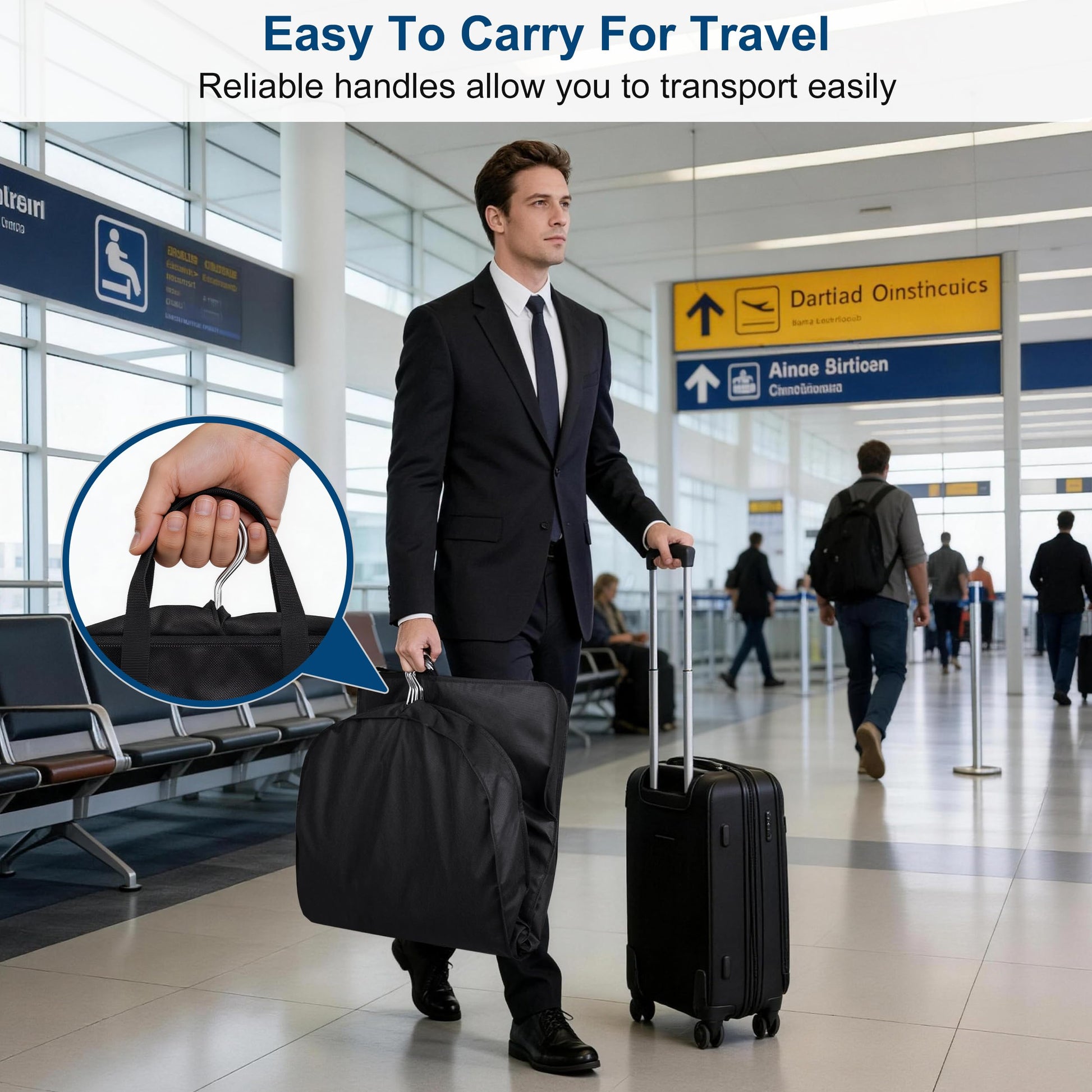 KIMBORA 43" Suit Bags for Closet Storage and Travel, Gusseted Hanging Garment Bags for Men Suit