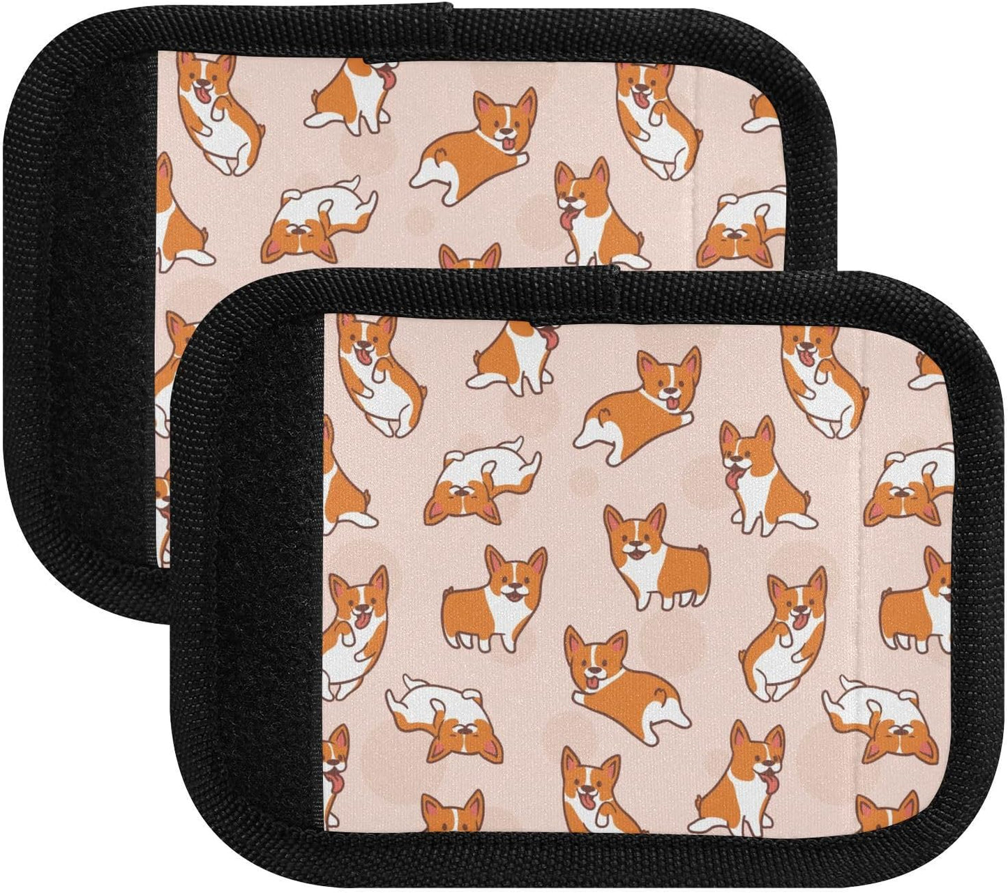 Cute Corgi 2 Pack Luggage Handle Wrap for Suitcase Luggage Identifier Travel Tags Handle Protection Sleeve Cover