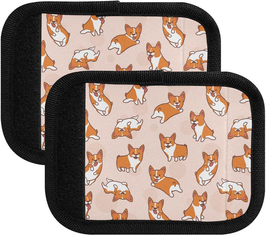 Cute Corgi 2 Pack Luggage Handle Wrap for Suitcase Luggage Identifier Travel Tags Handle Protection Sleeve Cover