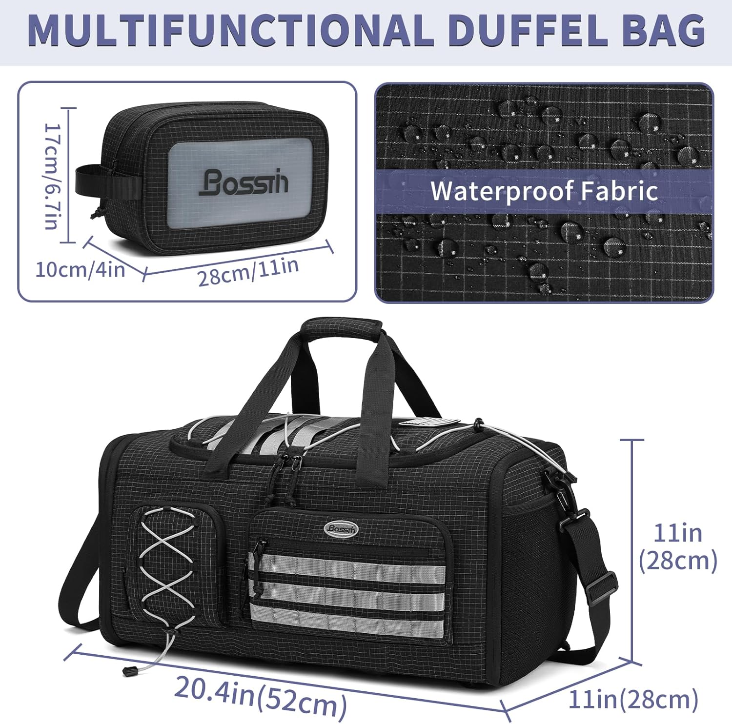 Bosstin Gym Bag for Men & Women,45L Travel Duffle Sports Duffel Bag Gym Weekender Overnight