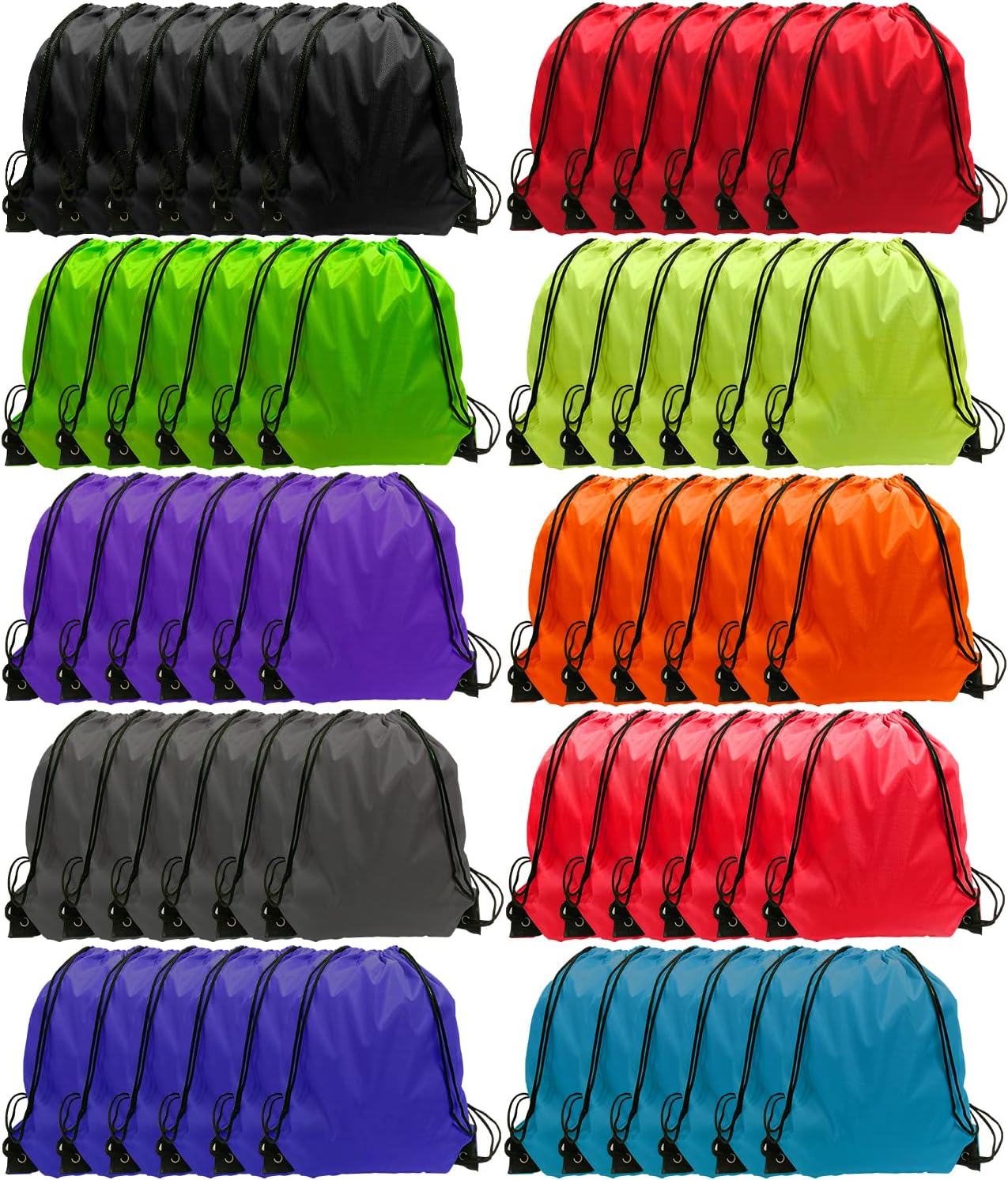 GoodtoU Drawstring Backpack Cinch Bags Drawstring Bags Bulk Nylon Draw String Sport Bag, 10 Colors, 10 colors, Sports