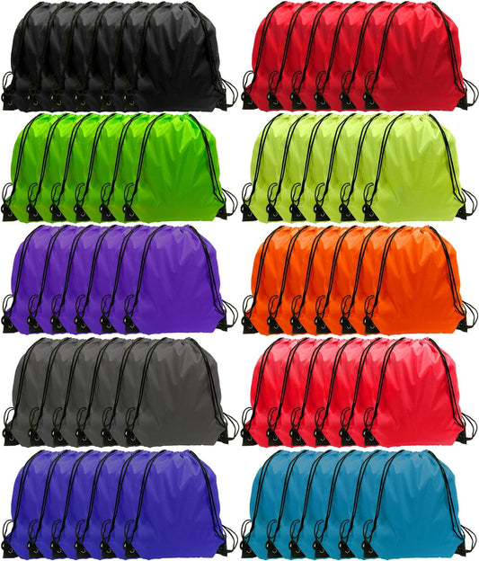 GoodtoU Drawstring Backpack Cinch Bags Drawstring Bags Bulk Nylon Draw String Sport Bag, 10 Colors, 10 colors, Sports