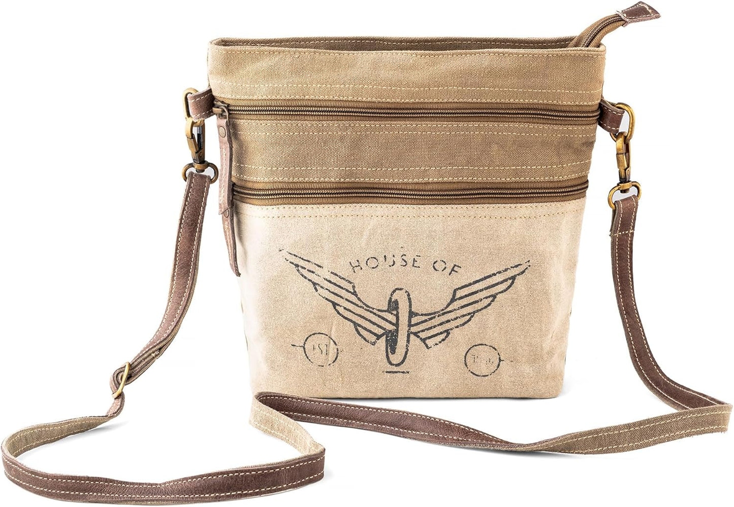 3B SHOUZO Messenger and Shoulder Bag - Upcycled Vintage Canvas & Leather