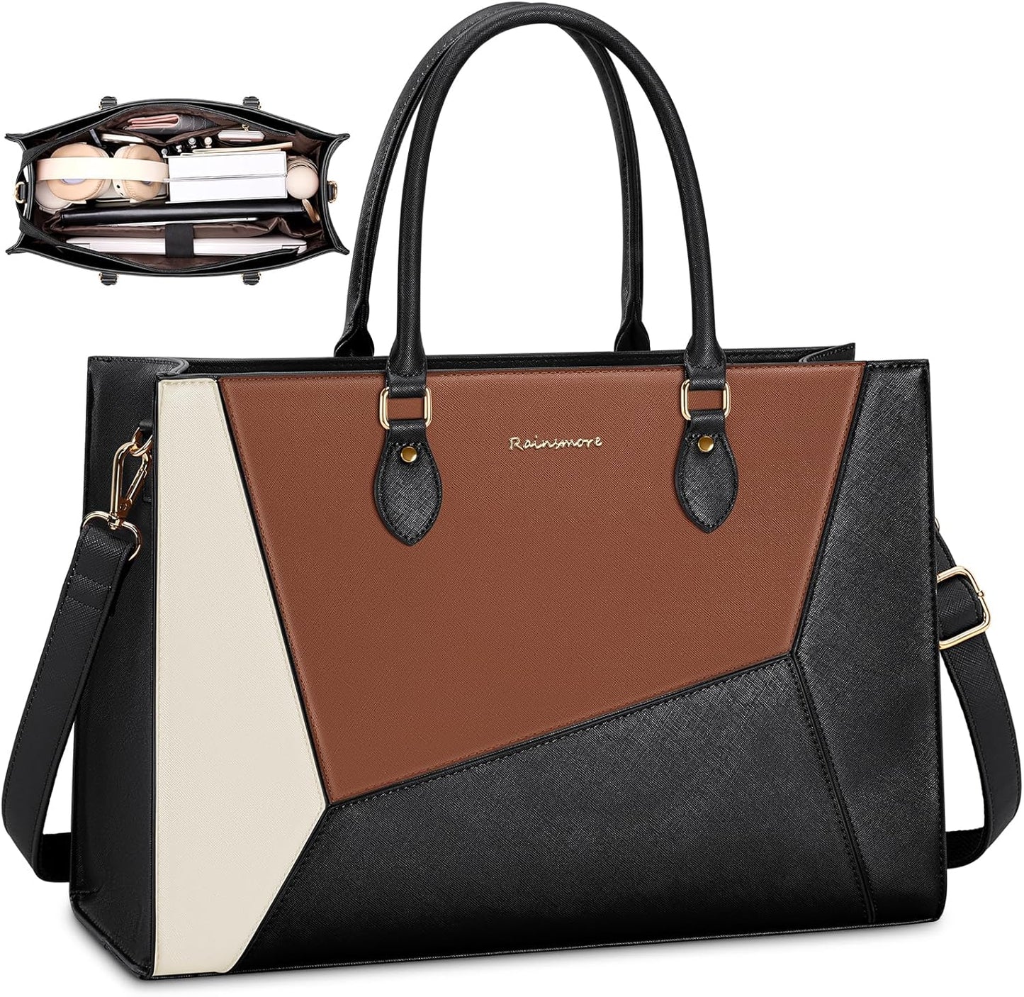 RAINSMORE Laptop Tote Bag for Women 15.6 Inch Large Women Work Bags Waterproof Business Office Teacher Bag Computer Briefcase