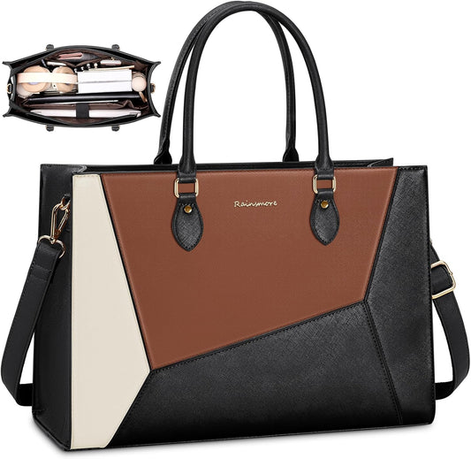 RAINSMORE Laptop Tote Bag for Women 15.6 Inch Large Women Work Bags Waterproof Business Office Teacher Bag Computer Briefcase