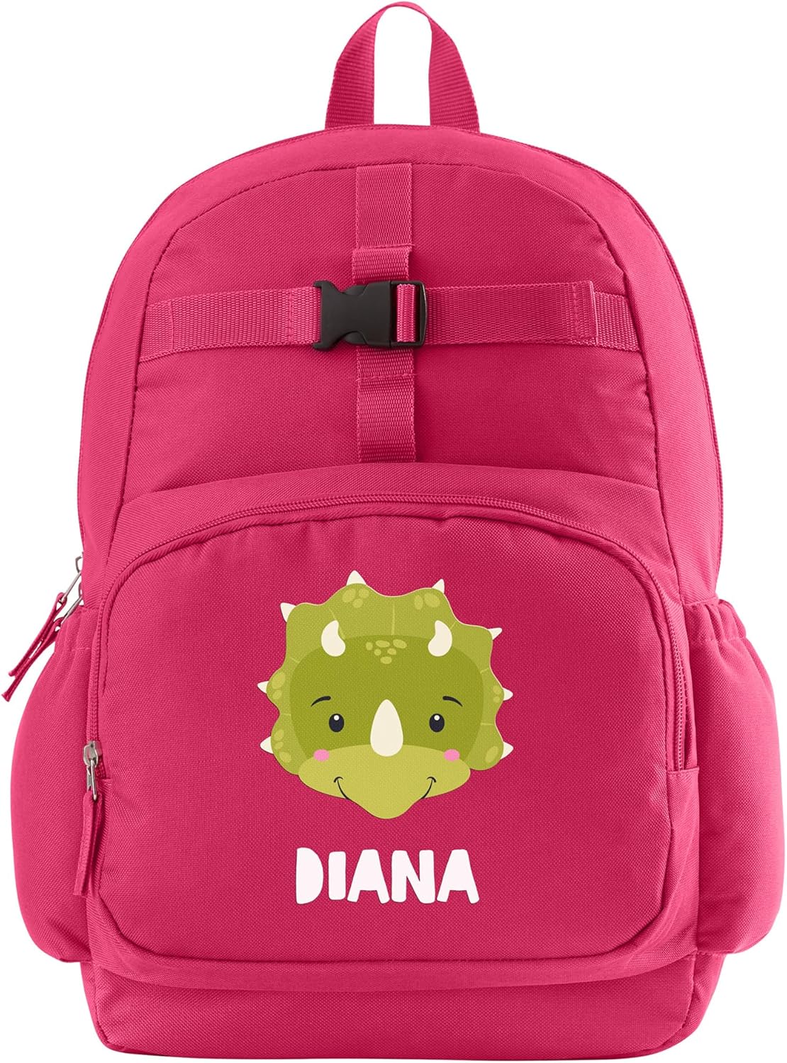 Let's Make Memories Personalized Kids Backpack - Backpack for School - For Animal Lovers - Back to School - Bookbag - Matching Lunchbox/Water Bottle Sold Separately - Pink - Dinosaur