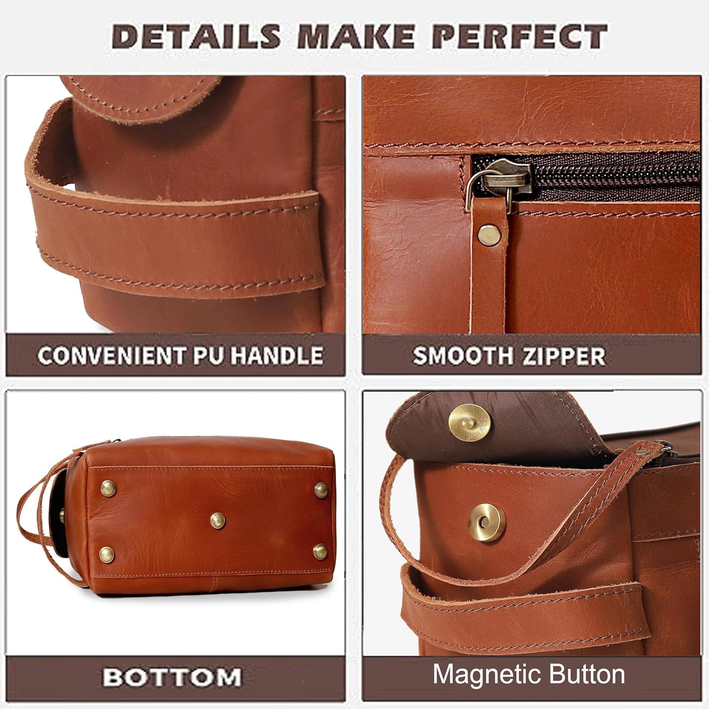 cuero Genuine Buffalo Leather Unisex Toiletry Bag Travel Leather Dopp Kit Made With High Class
