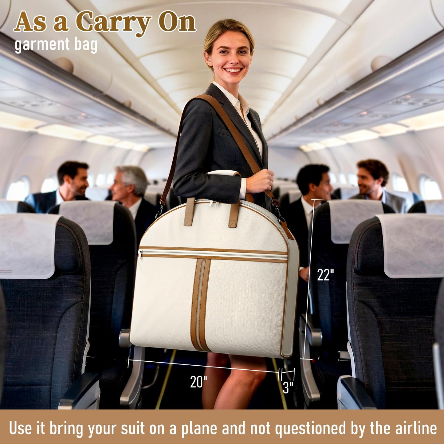 MISSLO Carry on Garment Bags for Travel for Women 56" Foldable Dress Bag with Large Pockets Bag