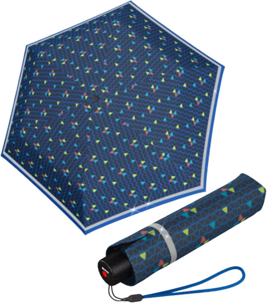 Knirps Rookie Manual Rain Umbrella for Elementary and Middle School Kids – 35.4" Canopy with Reflective Safety Stripe, Carrying Case Included