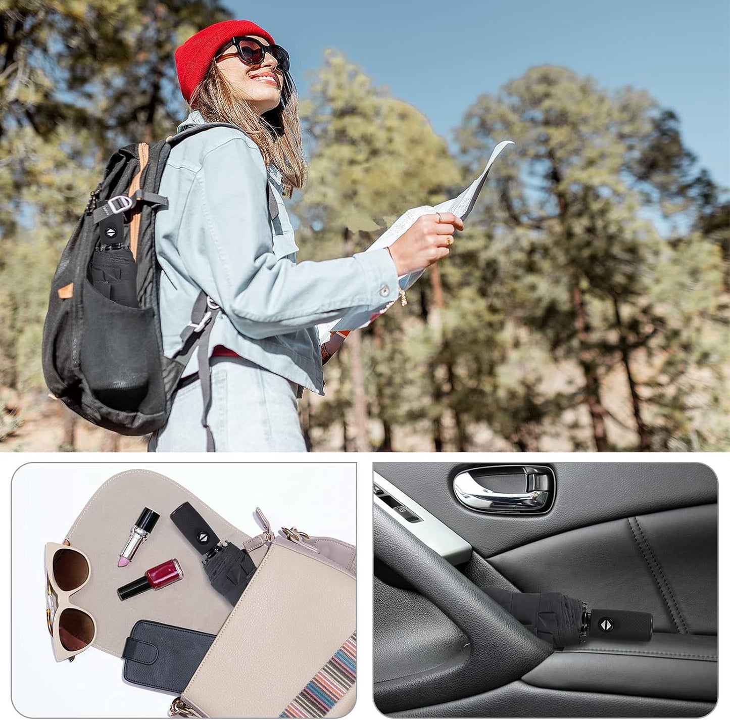 ZOMAKE Travel Umbrella Compact - 10 Ribs Portable Collapsible Umbrellas for Rain Windproof - Paraguas Automatic Small Folding Umbrella Lightweight Packable Umbrella for Women Men