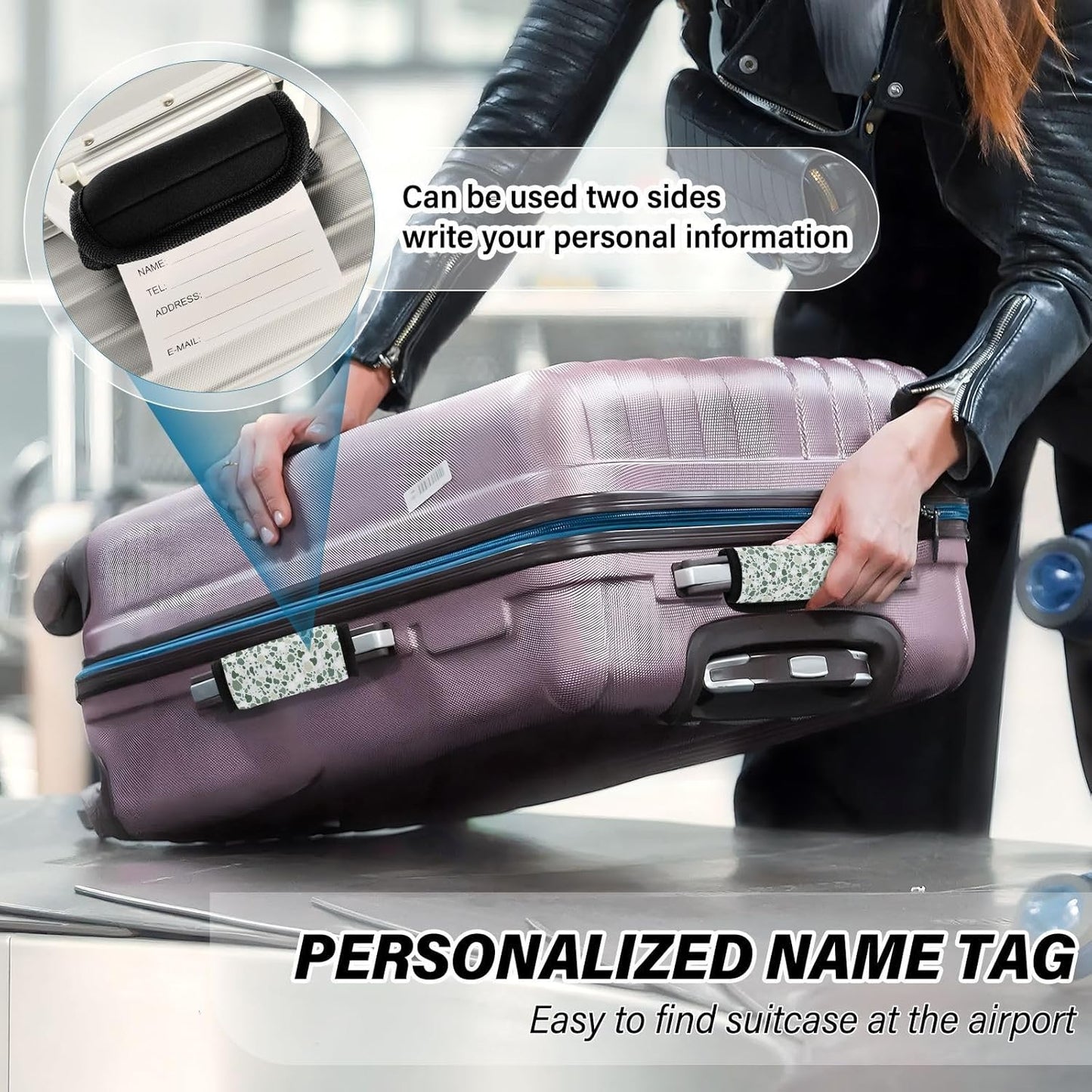 Terrazzo Green 4 Pack Luggage Handle Wraps Covers for Suitcase Identifiers Bag Tags Travel Accessories