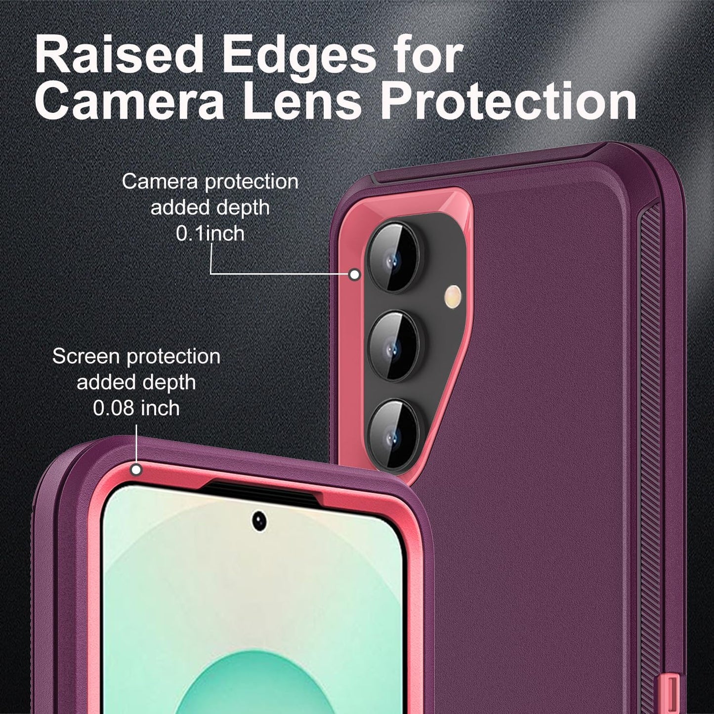 for Samsung Galaxy S25 Plus Case, Military Grade 3 in 1 Heavy Duty Shockproof/Drop Proof/Dust Proof Case with 2Pcs Tempered Glass Screen Protector & 1PcsCamera Lens Protector (Purple/Pink)