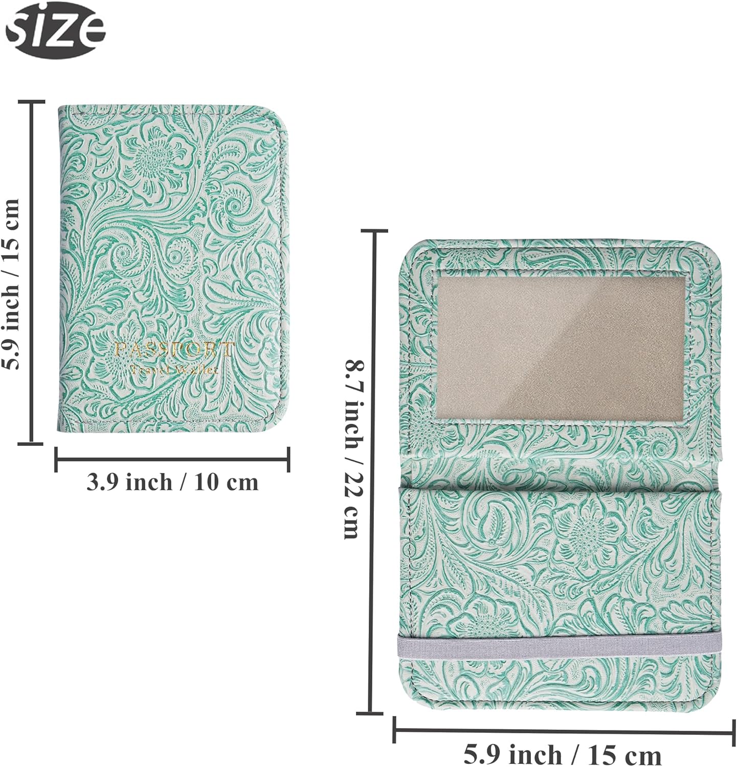 lizimandu Passport Holder with Airtag Slot, Airtag Passport Wallet for Men Women, Slim Leather Passport Holder Case Family for Travel Anti-Lost(1-Carved Green2)