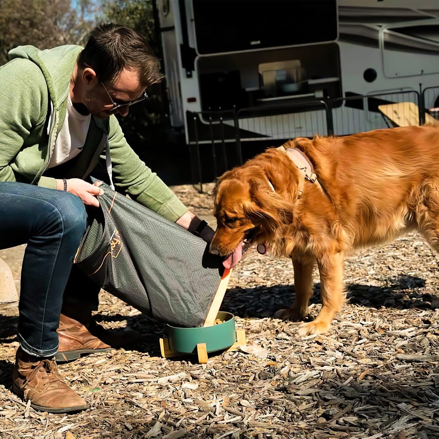 FXW Dog Food Travel Bag，Large Capacity for Travel Kibble Storage Perfect for RV Road Trips, Camping, Longterm Dog Boarding Gear Accessories Gray, 64 Cups