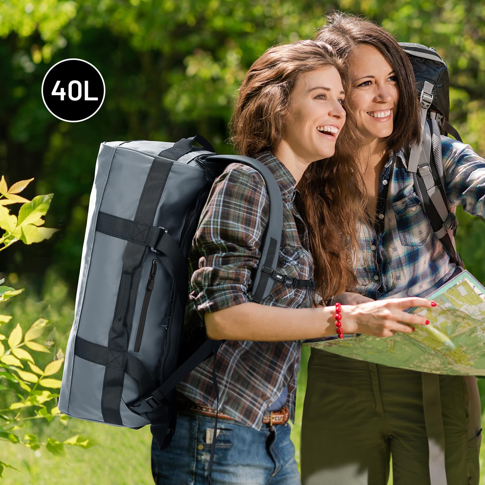 MIER 40L/60L/90L Water Resistant Backpack Duffel, Heavy Duty Duffle Bags
