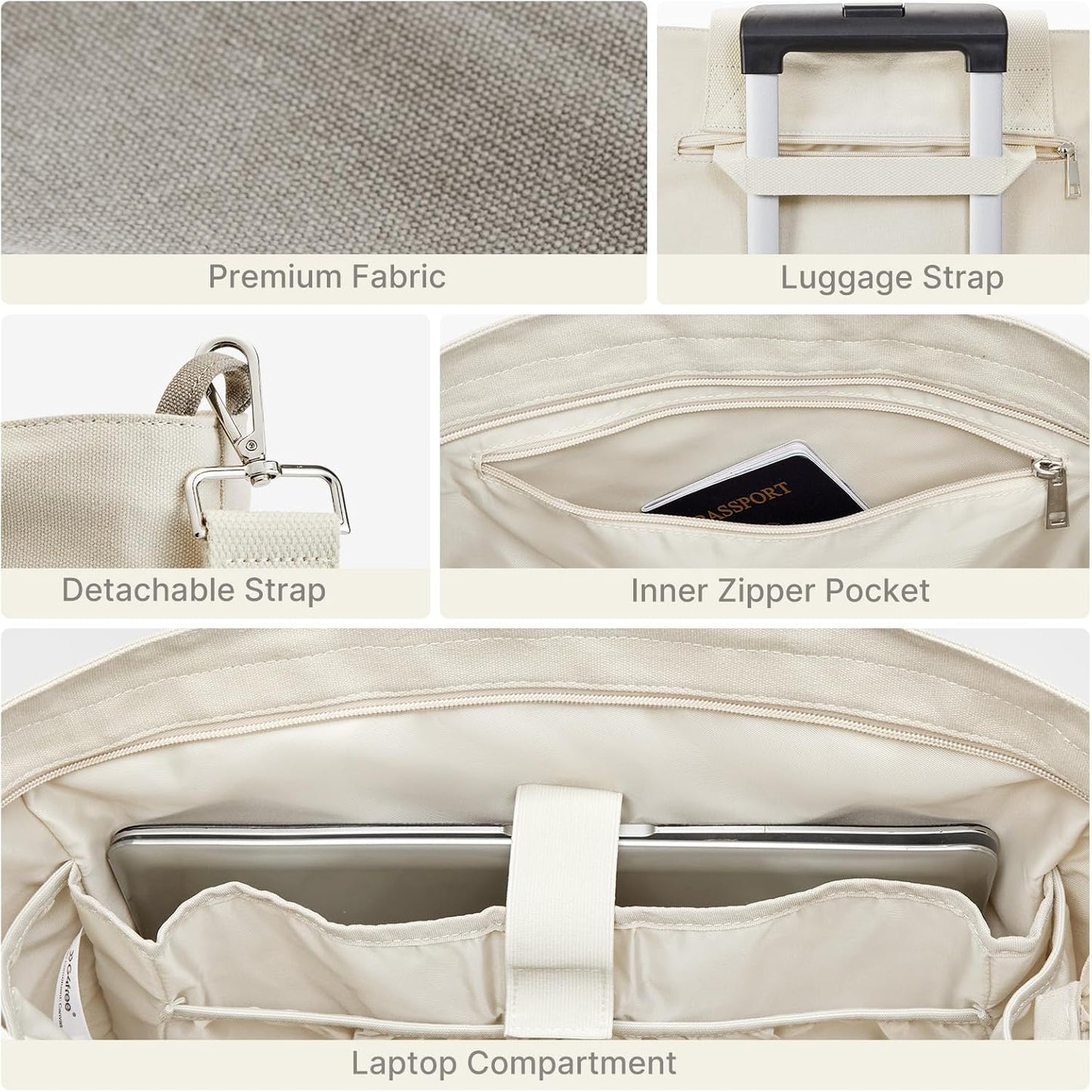 G4Free Large Canvas Tote Bag for Women with Zipper Fit 15.6" Laptop, Everything Tote Bags with