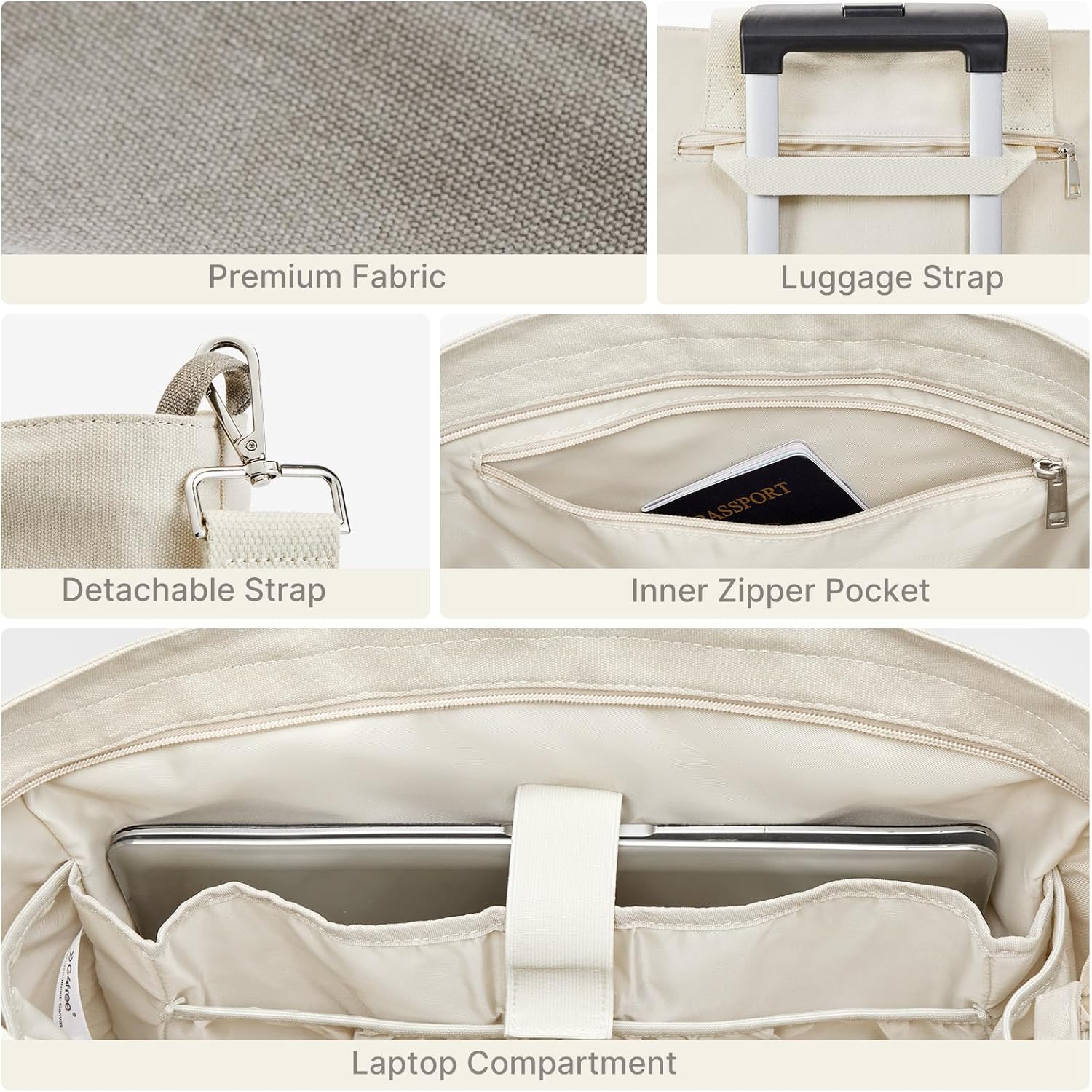 G4Free Large Canvas Tote Bag for Women with Zipper Fit 15.6" Laptop, Everything Tote Bags with