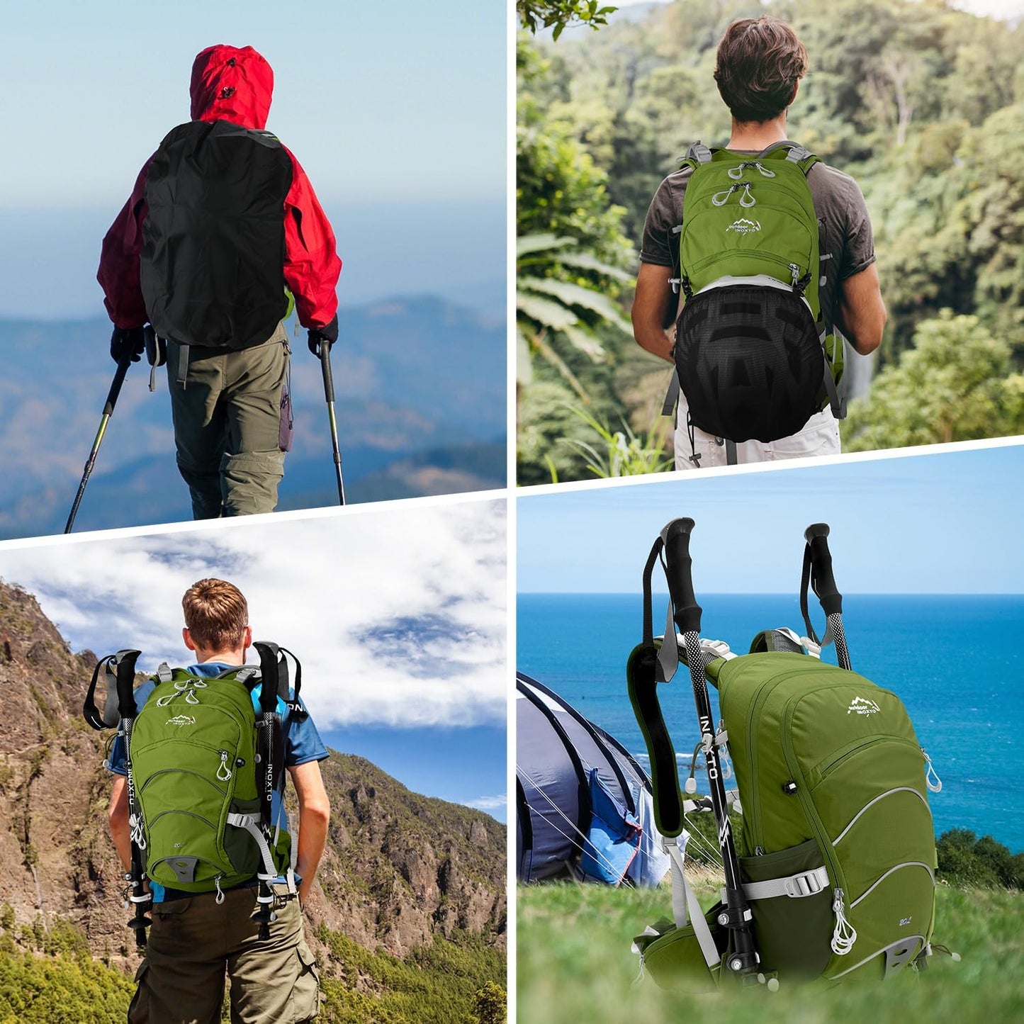 Hydration Pack,20L Hydration Backpack, Hiking Internal Frame Backpacks with 2L Hydration Water Bladder and Rain Cover, for Cycling,Camping, Hunting,Ski, Snow for Men, Women (dark green)