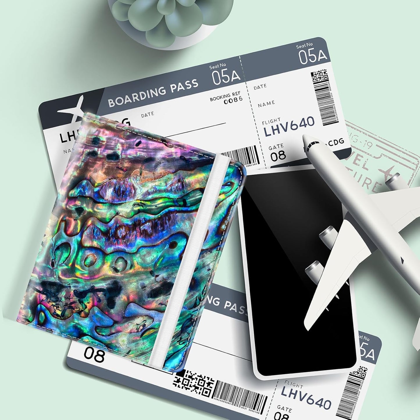 Passport Holder for Travel, Cute Passport Cover for Women Men, Waterproof PU Leather Rfid Blocking Passport Wallet with Credit Card Case for Travel Family, Boys Girls Travel Essentials