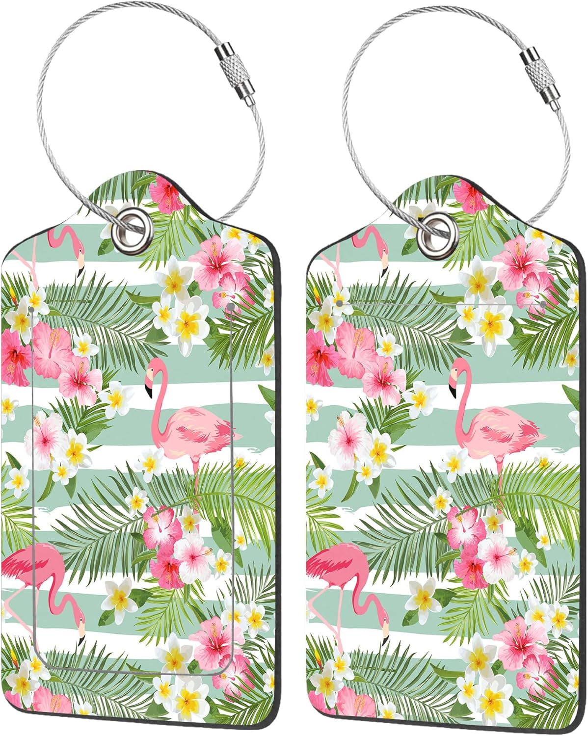Luggage Tags for Suitcase,2 Pack Tropical Flowers Luggage Tag with Privacy Flap,Name ID Label and Metal Loop for Women Men Girls Baggage Bag Backpack Instrument
