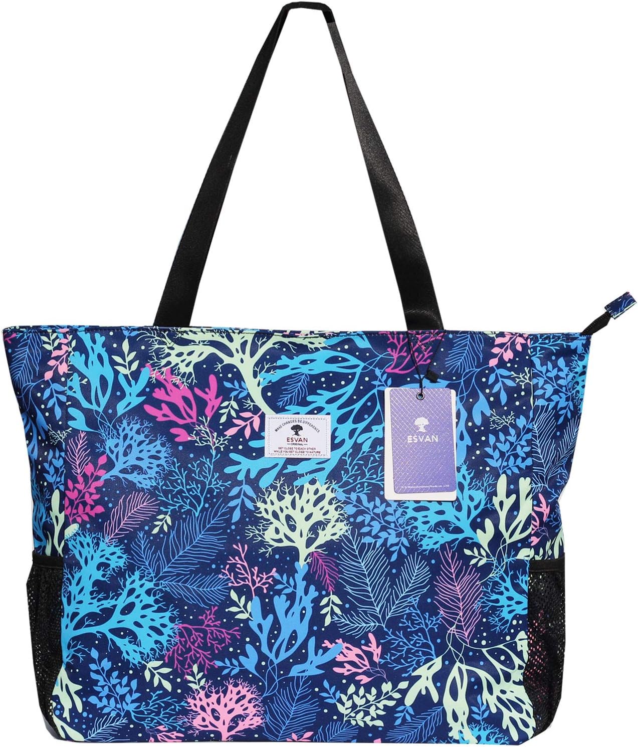 LARGE BEACH BAG Water Resistant Lightweight 20 inch Women Oversize Tote Bag for Gym Beach Travel Pool Yoga Nurse