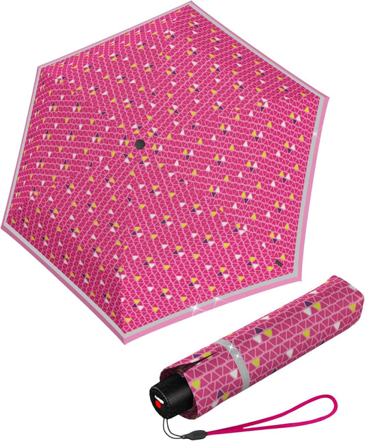 Knirps Rookie Manual Rain Umbrella for Elementary and Middle School Kids – 35.4" Canopy with Reflective Safety Stripe, Carrying Case Included