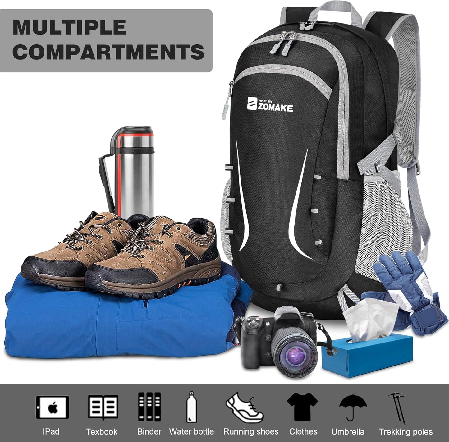 ZOMAKE Lightweight Packable Backpack 35L, Foldable Backpacks Water Resistant Collapsible Light