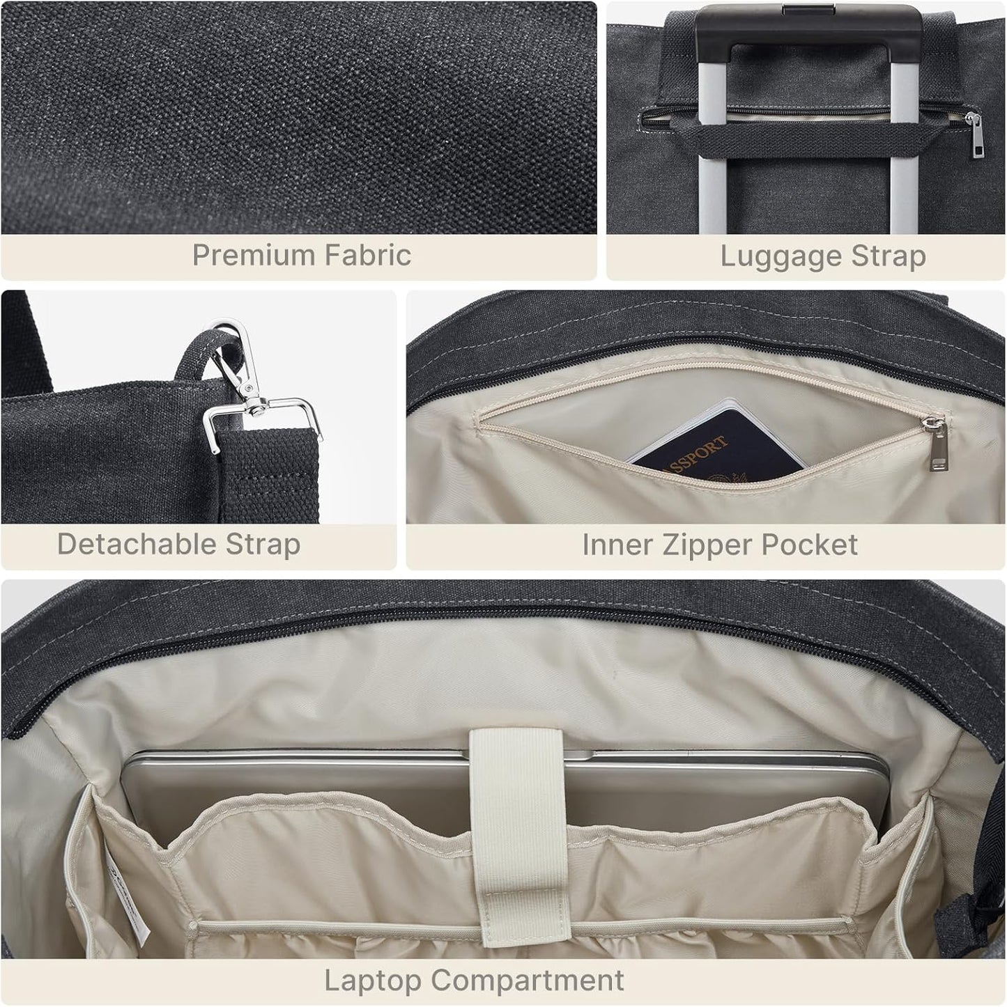 G4Free Large Canvas Tote Bag for Women with Zipper Fit 15.6" Laptop, Everything Tote Bags with Pockets for Work, Travel