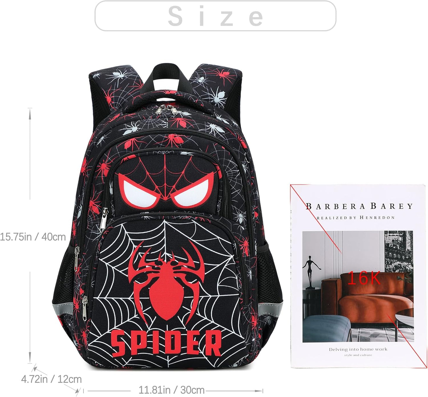 abshoo Cute Spider School Backpack For Boys Elementary Kindergarten Kids School Bag (Spider Black)