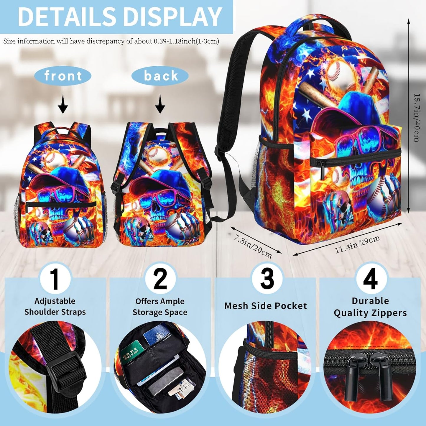 Kids Baseball Backpack for Boys Sports Theme Boys School Backpack for Kid Children Teens Elementary