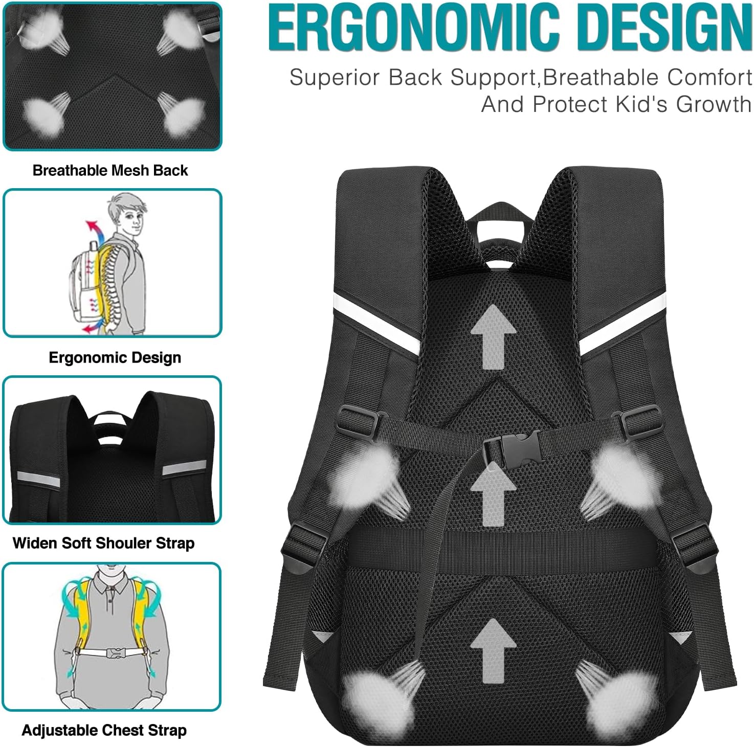 School Backpack For Boys,Gamer Kids Backpack For Elementary Middle School Student Age 6-14,17″