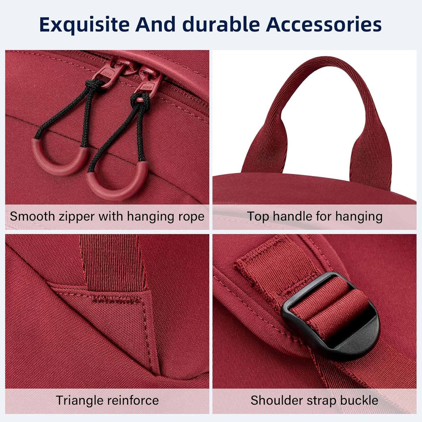 Carry On Travel Backpack For Men Women, 13 Inch Small Mini Work Bag Personal Item Backpacks, Camping Back Pack Lightweight Hiking Daypack For Office Nurse Commuter (Burgundy)