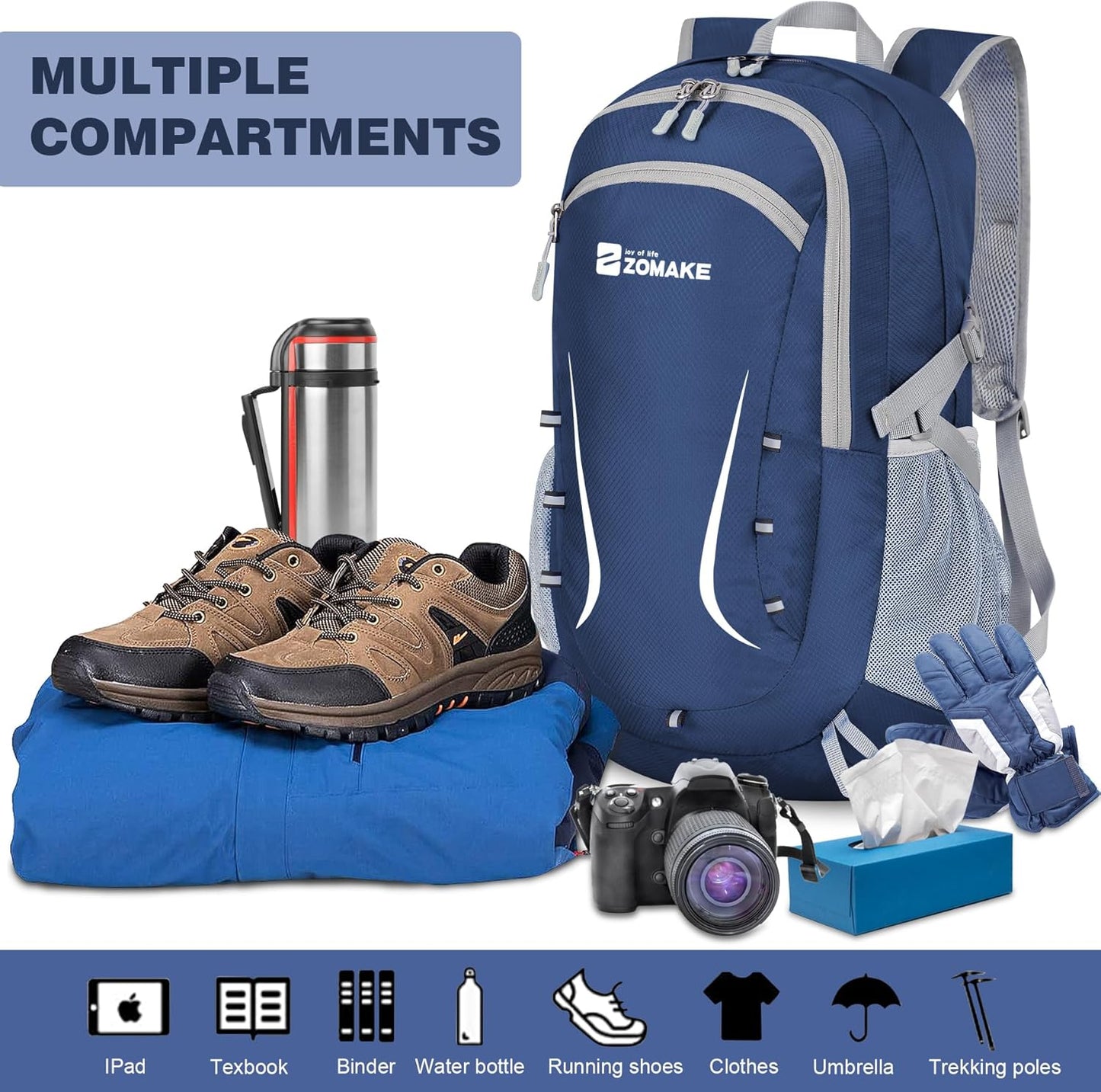 ZOMAKE Lightweight Packable Backpack 35L, Foldable Backpacks Water Resistant Collapsible Light Daypack for Hiking