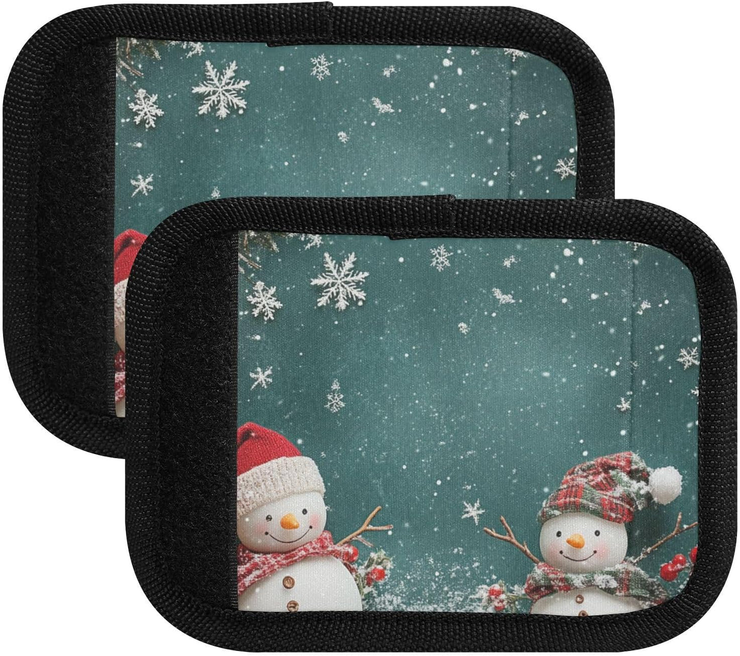 Christmas Snowman 2 Pack Luggage Handle Wraps Covers for Suitcase Identifiers Bag Tags Travel Accessories